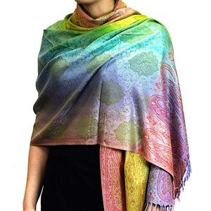 Pashmina Rainbow Scarf Elegant Colorful Shawl Wrap